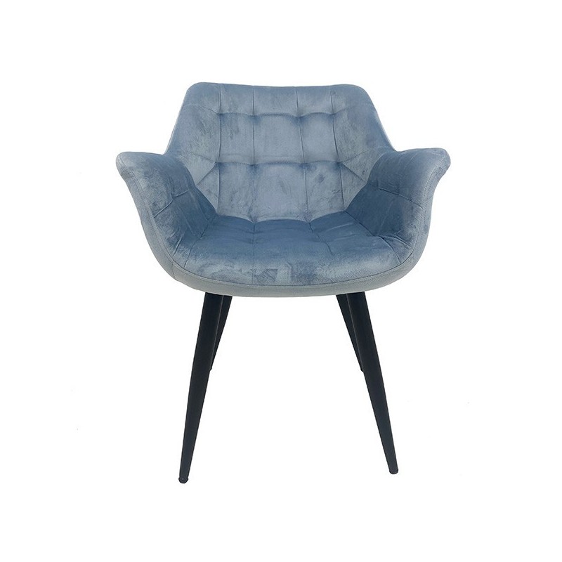 Sillón FABIO, metal, tapizado velvet 17 azul claro