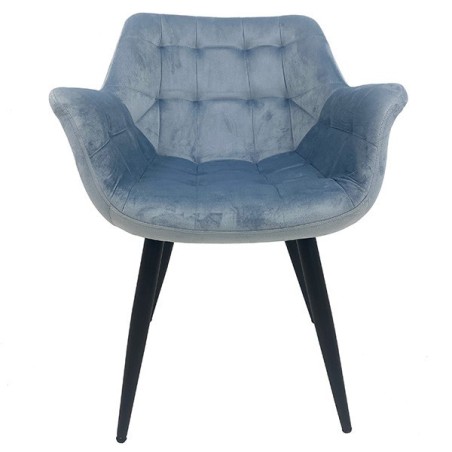 Sillón FABIO, metal, tapizado velvet 17 azul claro