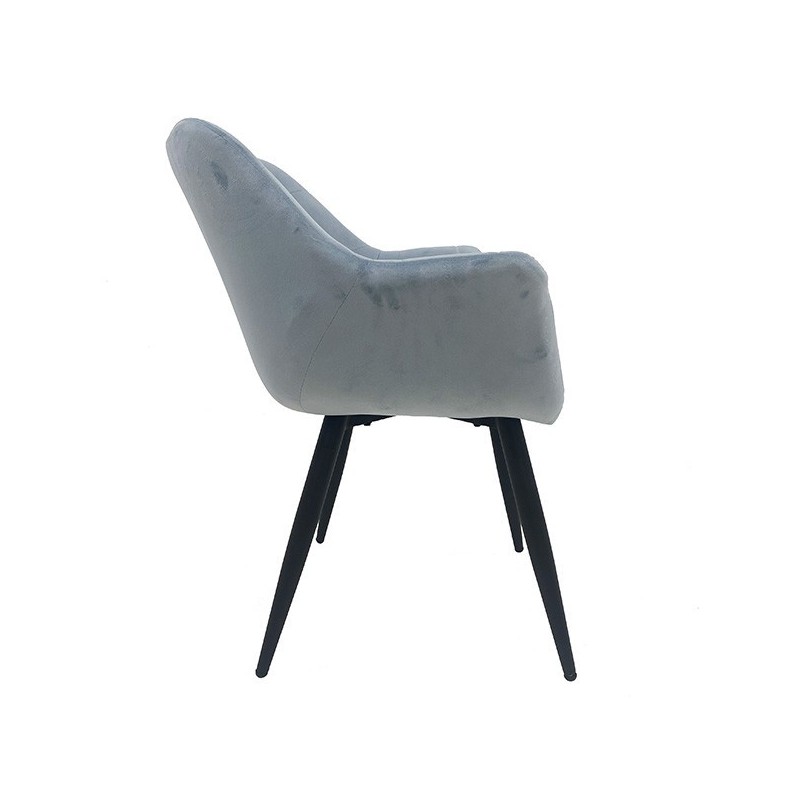 Sillón FABIO, metal, tapizado velvet 17 azul claro
