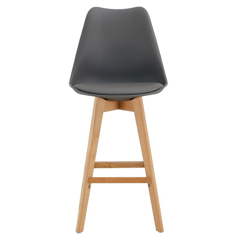 Taburete TORRE (SU), madera, gris oscuro, cojín gris oscuro