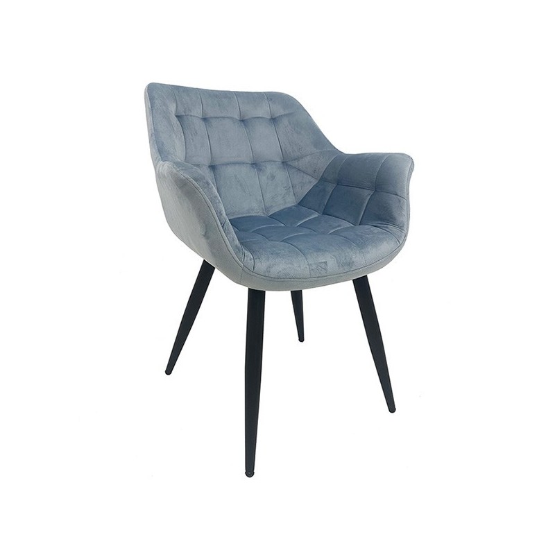 Sillón FABIO, metal, tapizado velvet 17 azul claro