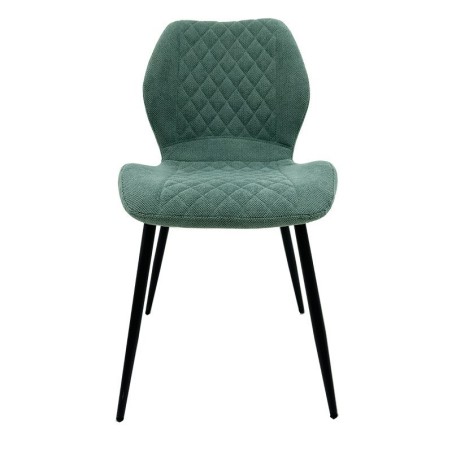 Silla DINARD, metal, tapizado tejido linen verde