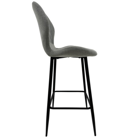 Taburete DINARD, metal, tapizado tejido linen gris