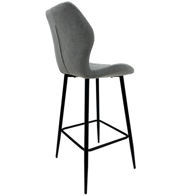 Taburete DINARD, metal, tapizado tejido linen gris