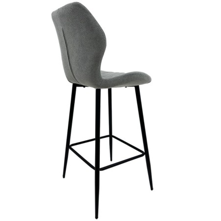 Taburete DINARD, metal, tapizado tejido linen gris