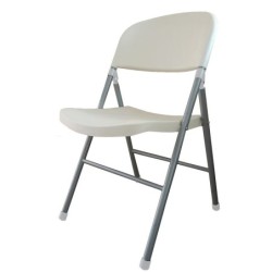 Silla BEACH, plegable, metal plata, polipropileno blanco