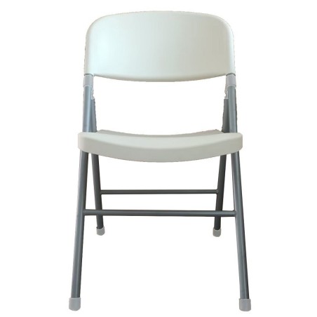 Silla BEACH, plegable, metal plata, polipropileno blanco