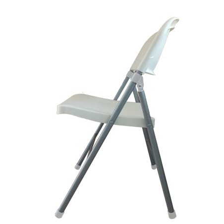 Silla BEACH, plegable, metal plata, polipropileno blanco