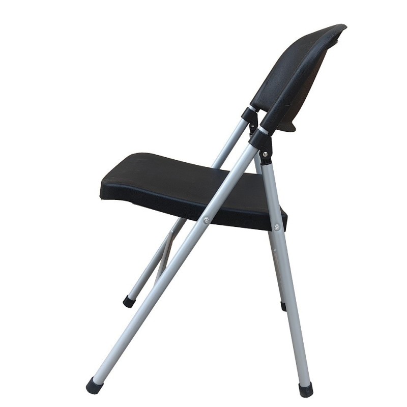 Silla BEACH, plegable, metal plata, polipropileno negro