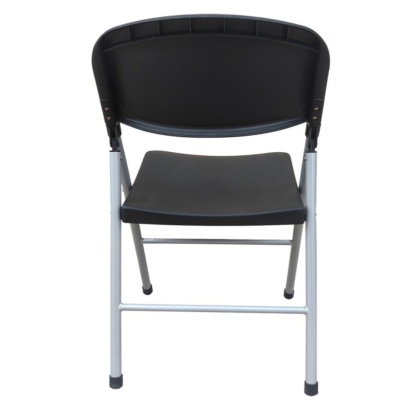 Silla BEACH, plegable, metal plata, polipropileno negro