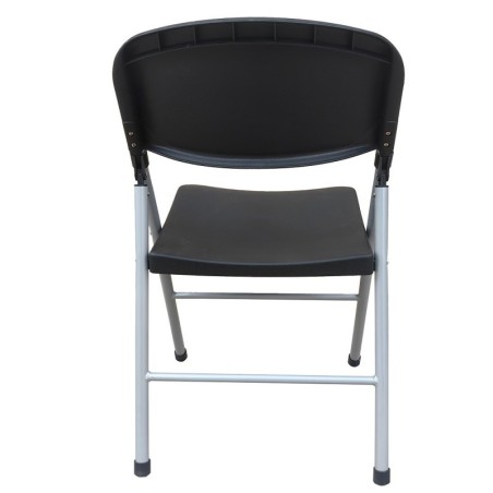 Silla BEACH, plegable, metal plata, polipropileno negro