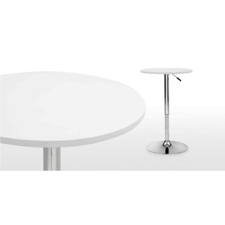 Mesa MABEL, graduable, tapa soft blanca, 70 cms de diámetro