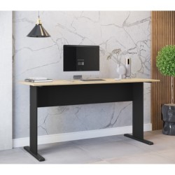 Mesa de oficina WORK, metal, bilaminado natural y negro 120 x 60 cms 2