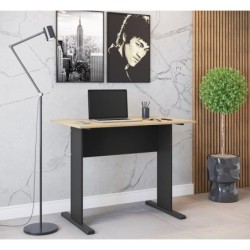 Mesa de oficina WORK, metal, bilaminado natural y negro 90 x 60 cms 2