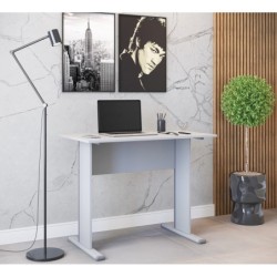 Mesa de oficina WORK, metal, bilaminado color platino 90 x 60 cms 2