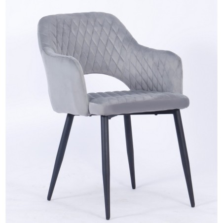 Sillón HONORIO, metal, tapizado velvet 19 gris
