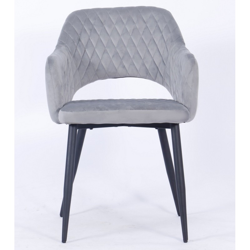 Sillón HONORIO, metal, tapizado velvet 19 gris