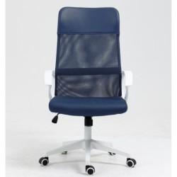 Sillón de oficina VERTON, blanco, malla y asiento azul oscuro 2
