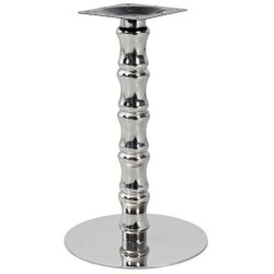 Base de mesa KARNAK, acero inoxidable, acabado espejo, base 45 cms diámetro, altura 72 cms