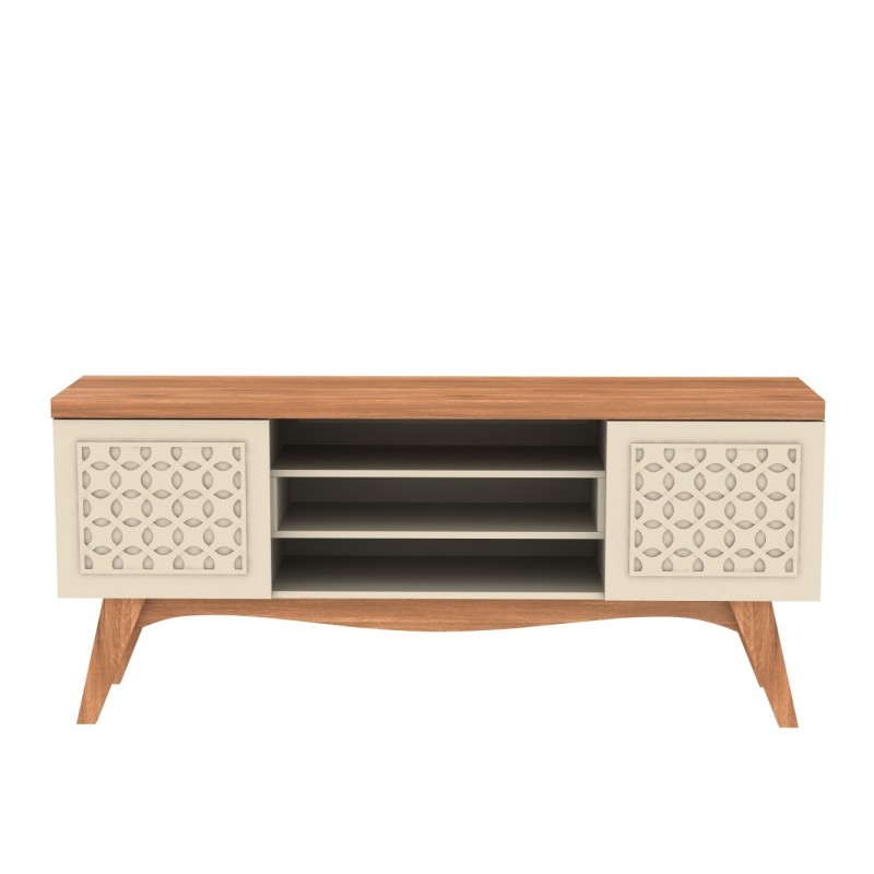 Mueble TV LIZ, blanco roto y coral, 160 cms.