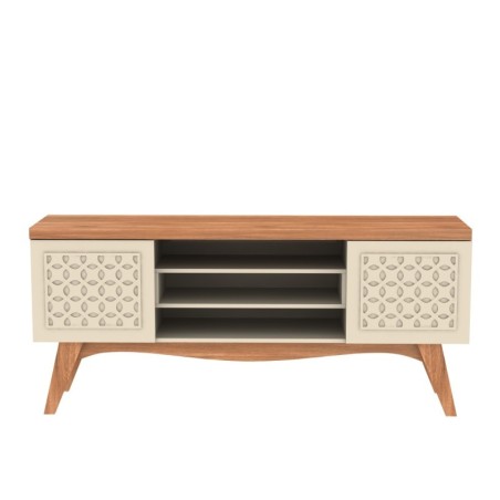 Mueble TV LIZ, blanco roto y coral, 160 cms.