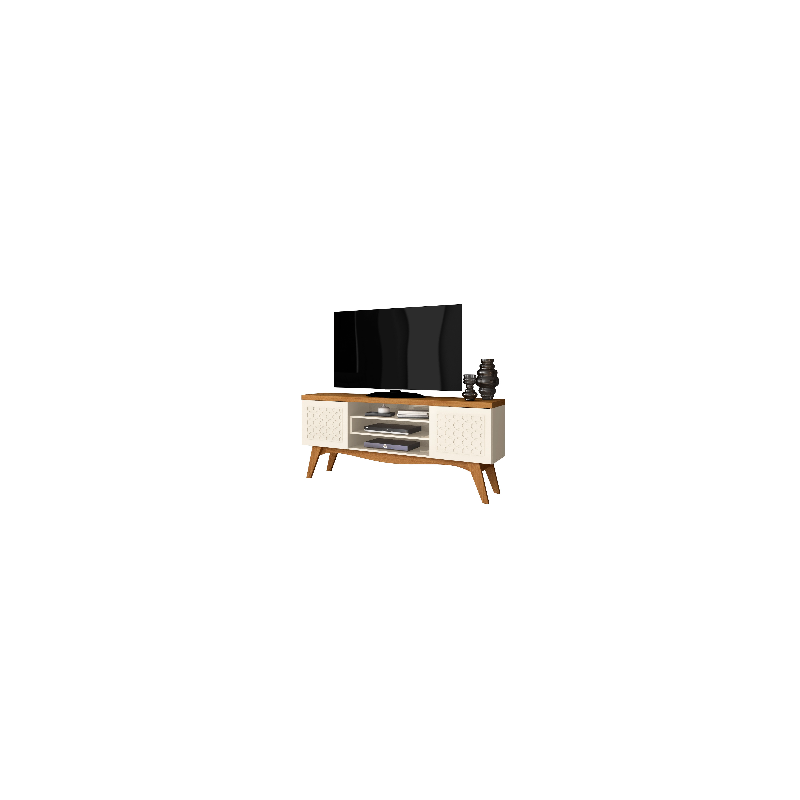 Mueble TV LIZ, blanco roto y coral, 160 cms.