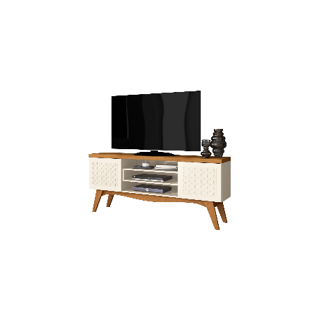 Mueble TV LIZ, blanco roto y coral, 160 cms.