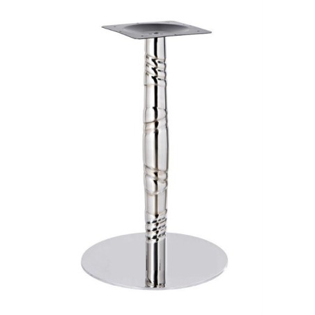Base de mesa LUXOR, acero inoxidable, acabado espejo, base 45 cms diámetro, altura 72 cms