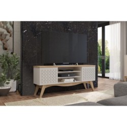 Mueble TV LIZ, blanco roto y cedro, 160 cms. 2