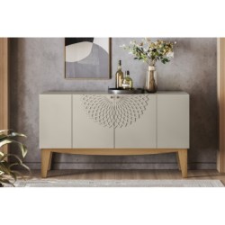 Buffet JADE, 4 puertas, blanco roto y cedro, 136 cms. 2