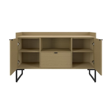 Buffet TOKYO, metal negro, 2 puertas y cajón, MDP color miel, 135 cms.