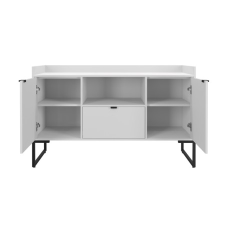 Buffet TOKYO, metal negro, 2 puertas y cajón, MDP color blanco, 135 cms.