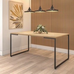 Mesa PORTO 160, metal negro, tapa MDP color miel, 160 x 90 cms 2
