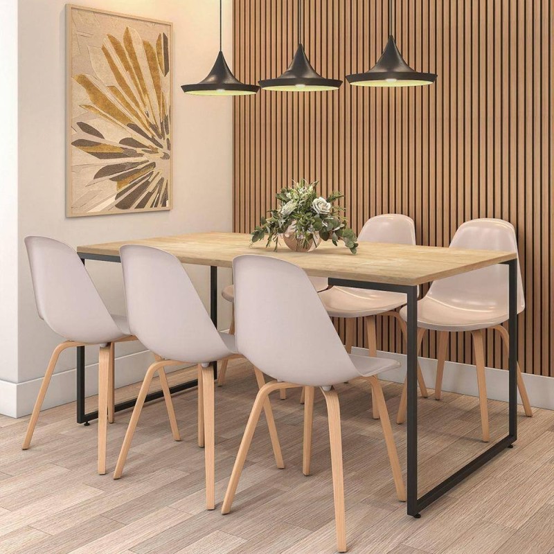 Mesa PORTO 160, metal negro, tapa MDP color miel, 160 x 90 cms