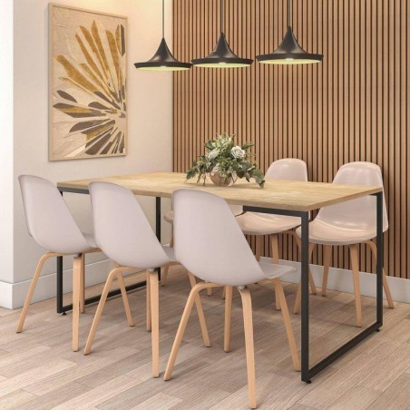 Mesa PORTO 160, metal negro, tapa MDP color miel, 160 x 90 cms