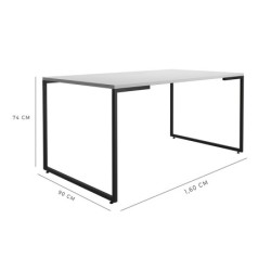 Mesa PORTO 160, metal negro, tapa MDP color blanco, 160 x 90 cms 2