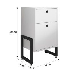 Cajonera WOLLY, multiusos, metal negro, 2 cajones, MDP blanco 2