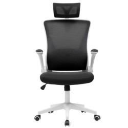 Sillón de oficina LAURO, alto, blanco, malla y asiento negro 2