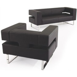 Sillón ADRIANO, similpiel negra