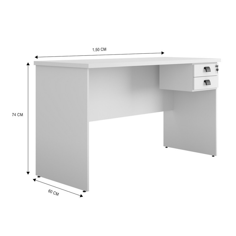 Mesa de oficina ECO, 2 cajones, bilaminado color platino, 150 x 60 cms
