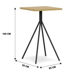 Mesa BISTRÓ, alta, metal negro, tapa de MDP color miel, 60 x 60 cms 2