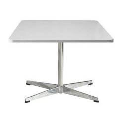 Mesa SW, baja, cromada, blanca, 60 X 60 cms