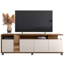 Mueble TV NEW CRISTAL, nogal y blanco roto, 183 cms. 2