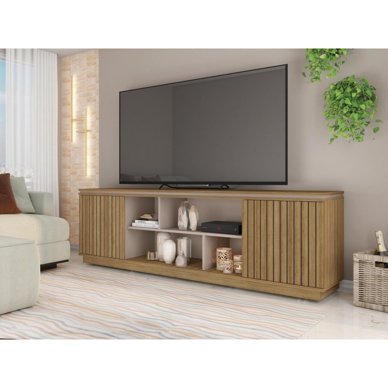 Mueble TV SIMETRIA, miel y cacao, 180 cms.