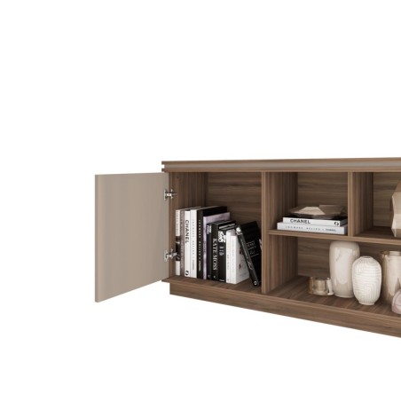 Mueble TV SIMETRIA, nogal y fendi, 180 cms.