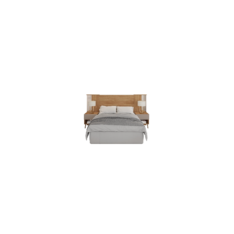Cabecero REFLEX, extensible, 2 mesillas de noche, MDP buriti - fendi
