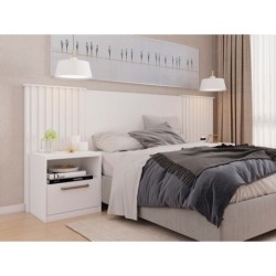 Cabecero LUCIUS, extensible, 2 mesillas de noche, MDP blanco mate 2