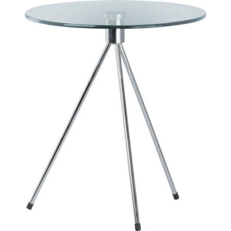 Mesa TRIPLICATE, baja, cromada, cristal,  50 cms diámetro.