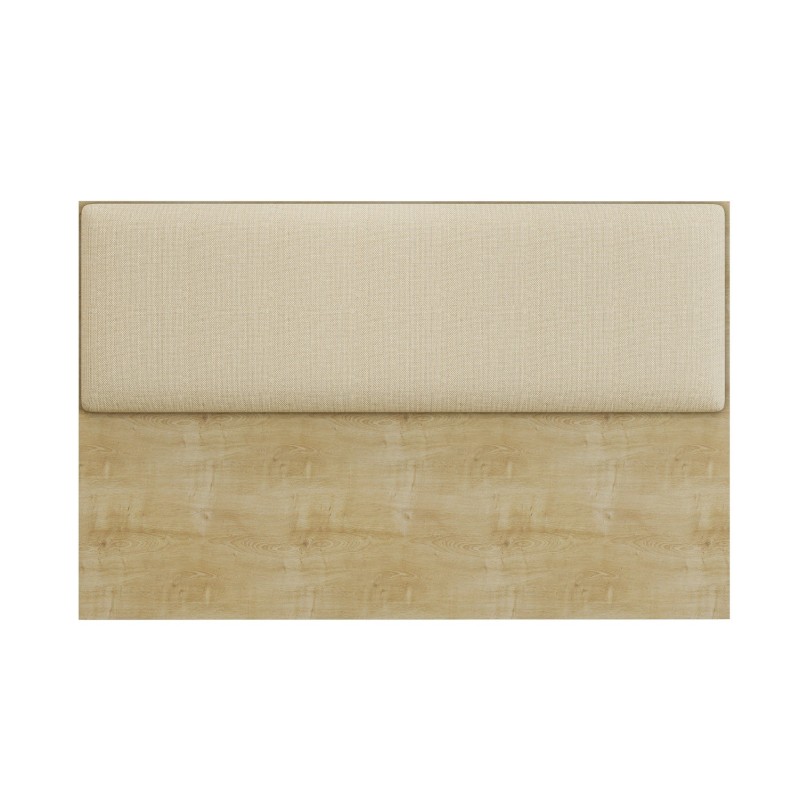 Cabecero UNI 160, MDP natura, tejido lino jengibre, 160x5x90 cms
