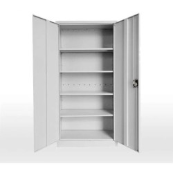 Armario metálico OLIMPO, puertas abatibles, gris ral 7035, 90x46x185 cms 2